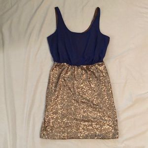 C. LUCE Bloused Top Sequined Bottom Dress